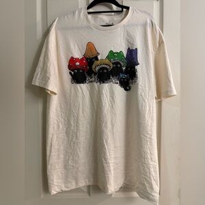 Stephanie Bayles Rainbow Mushroom Cat Cream Graphic Short Sleeve Tee
